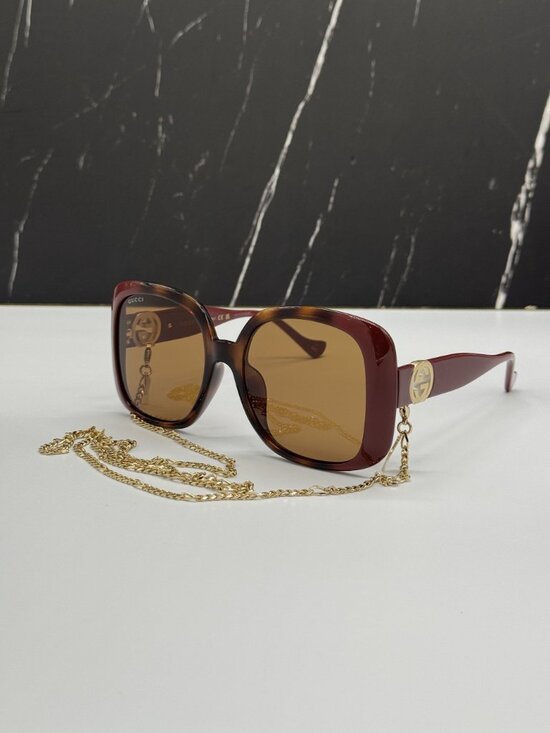 NEW GUCCI GG1029SA 003 SUNGLASSES HAVANA WOMEN EYEWEAR WITH CHAIN main image 11